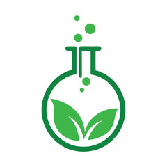 Creative Beaker Lab Herbal Logo Vector Design for Natural Products.