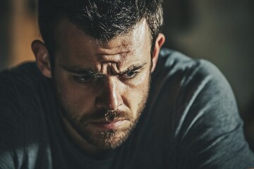 Obraz premium An Intense Moment of Reflection: Capturing Raw Emotion in Portraiture