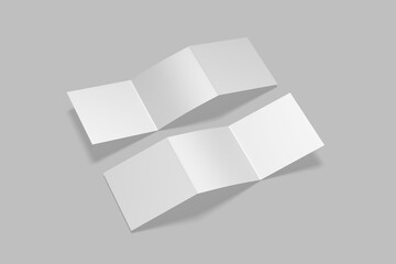 Square Z fold Brochure 3D illustration for mockup