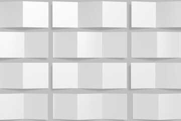 Square Z fold Brochure 3D illustration for mockup