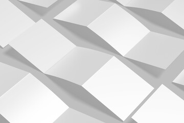 Square Z fold Brochure 3D illustration for mockup