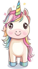 Cute cartoon baby girl riding a pink horse, childhood illustration