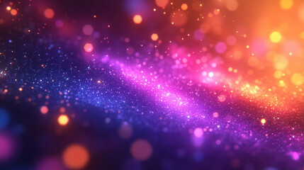 Fototapeta premium Vibrant abstract background with colorful bokeh lights and sparkling particles, creating dreamy atmosphere. Perfect for design projects and digital art