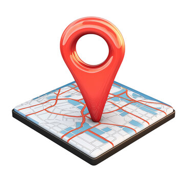 red map pointer 3d icon cartoon style floating on transparent background PNG
