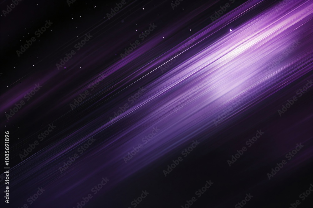 Poster 3d neon purple and violet neon light rays and lines on black background. digital data structure. fut