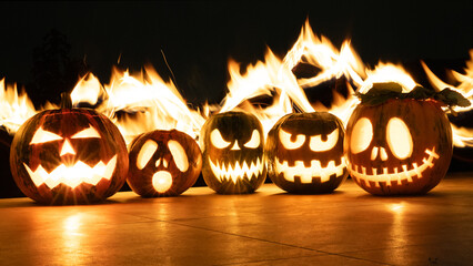 pumpkins and fire