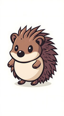 Obraz premium Smiling cartoon lion cub with a cute hedgehog vector illustration