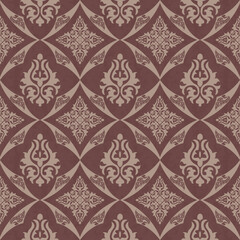 Oreintal Flora Damask Seamless pattern embroidery, Indian style. art ornament print.Design for carpet, cover.wallpaper, wrapping, fabric, clothing