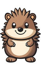 Smiling cartoon lion cub with a cute hedgehog vector illustration