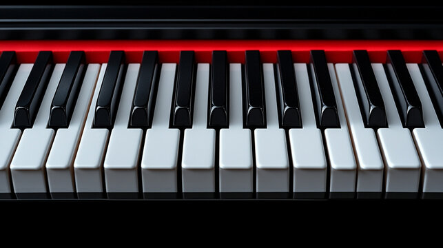 piano keyboard with blurred background showcasing the keys in focus and a sense of depth, evoking music, melody, and artistry in a serene atmosphere