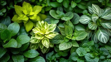 Variegated plants outdoors flower green.