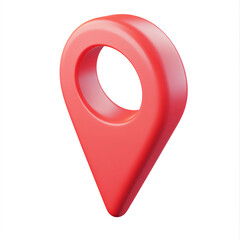 a location Icon 3D icon, red color, icon style, cartoon style, clay material, lovely, softly smooth, on white and Transparent Background