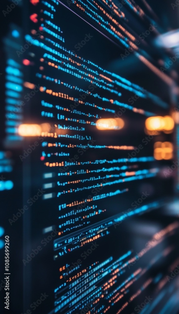 Poster abstract technology background featuring programming code for software development photography