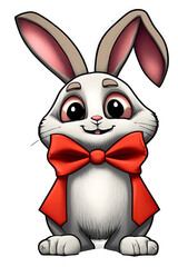 Cute rabbit with red bow tie
