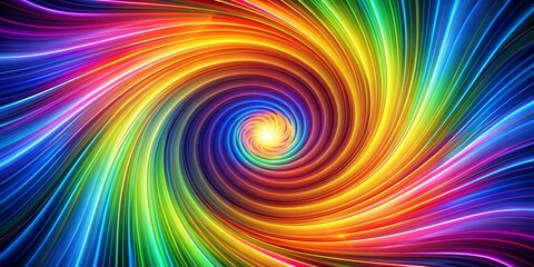 Obraz premium Rainbow Spiral Vortex, Abstract, Swirling, Colorful, Digital Art