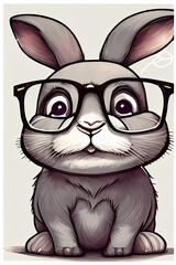 Cute animals rabbit with glasses