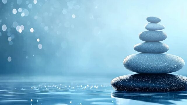 A row of white stones are floating on the surface of a body of water