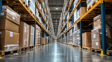 Fototapeta premium The rise of online shopping has transformed logistics, leading to increased demand for last-mile delivery solutions and faster fulfillment. 