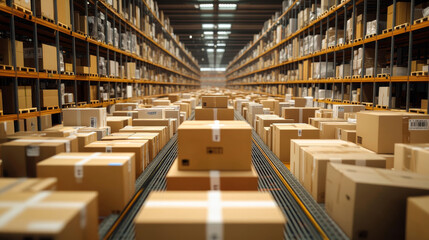 Fototapeta premium The rise of online shopping has transformed logistics, leading to increased demand for last-mile delivery solutions and faster fulfillment. 