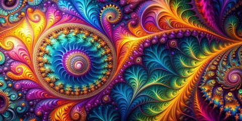 Fractal Spiral of Dreams A Colorful and Organic Composition, Fractal, Psychedelic, Abstract Art