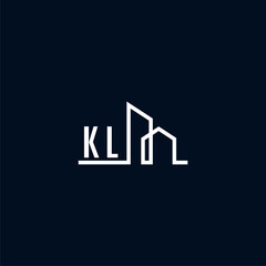 KL initials a sleek and modern logo showcases abstract architectural shapes, emphasizing creativity and innovation in building design against a dark background