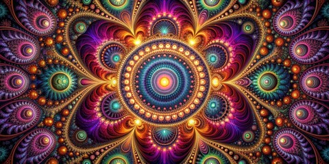 Cosmic Mandala A Journey Through Spirals and Circles, Fractal, Psychedelic, Pattern