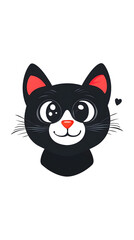 Obraz premium Smiling cartoon kitty sitting with a mouse, a cute and funny feline character