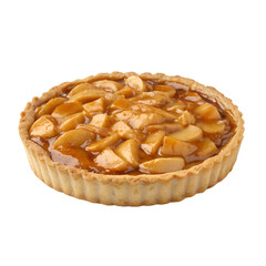 Delicious Apple Tart with Caramel Glaze Isolate On Transparent Background Cutout, PNG file, Cutout file