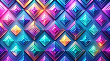 Abstract Geometric Pattern of Vibrant Diamonds on a Blue Background, 3D Illustration, Digital Art, Graphic Design, Abstract, Pattern, Diamonds