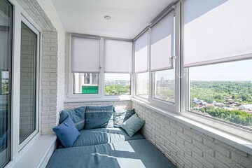 interior apartment room balcony overlooking the street