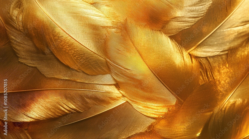 Aufkleber beautiful golden feathers arranged artistically to create a luxurious background, showcasing intrica