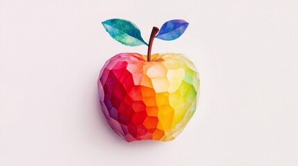 Geometric Rainbow Apple Artwork: Vibrant, Colorful, and Trendy Modern Design for Creative Projects