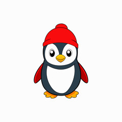 Fototapeta premium penguin with santa claus hat