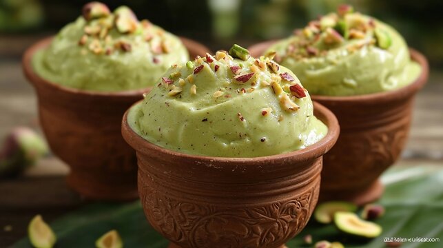 Indian kesar pista kulfi, saffron pistachio ice cream