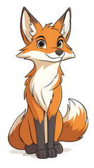 Obraz premium Cartoon Red Fox in the Forest Illustration with Cute Tail and Orange Fur