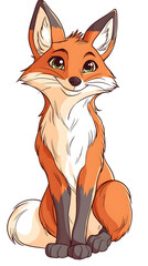 Obraz premium Cartoon Red Fox in the Forest Illustration with Cute Tail and Orange Fur