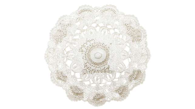 Intricate lace doily transparent background