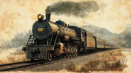 Obraz premium Stamped postcard locomotive vehicle railway. Image