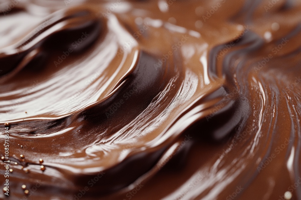Aufkleber smooth, melted chocolate forms a beautiful, wavy pattern, creating a tempting visual