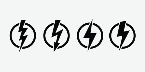Thunderbolt of electricity and power symbol on white background