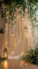 Fototapeta premium Elegant Table Lamp in a Modern Bedroom with Neutral Decor and Soft Light