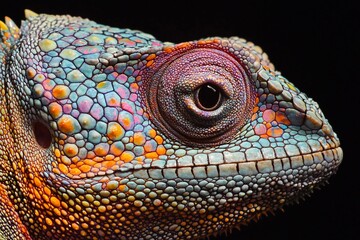 Fototapeta premium Vibrant Close-Up of a Lizard with Iridescent Scales