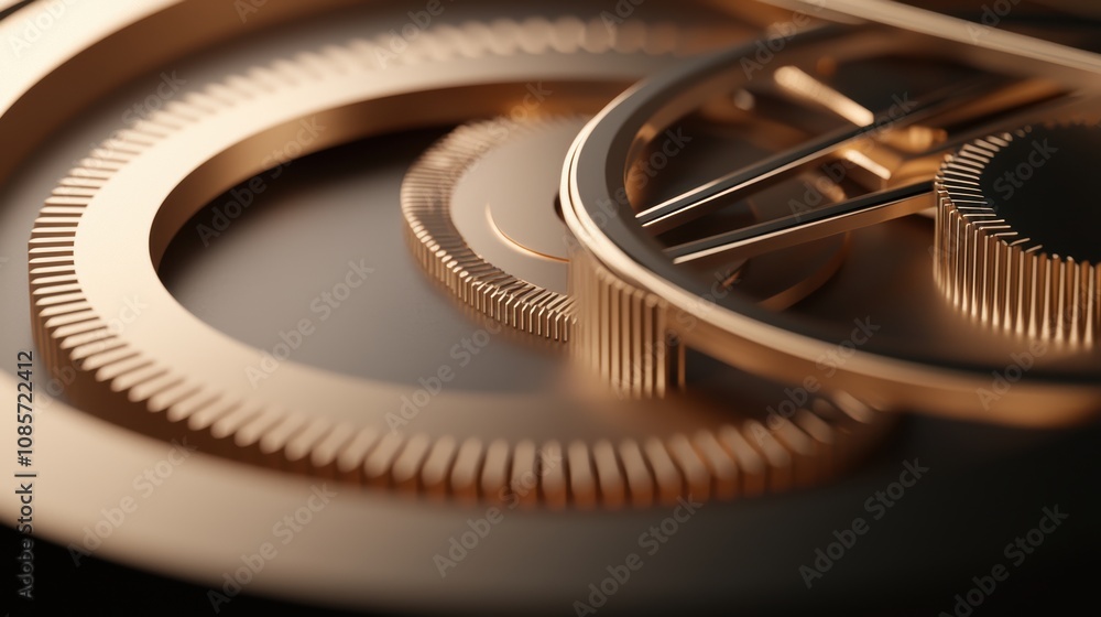 Poster a close-up view of intricate bronze gears and mechanisms, showcasing the precision and craftsmanship