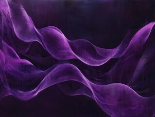 dynamic purple waves undulate on a dark background, creating a sense of movement and depth. the contrasting colors evoke a feeling of mystery and sophistication