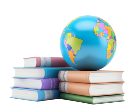 Back to school, education and learning concept. School accessories, books and textbooks, school bus, pencils and globe.