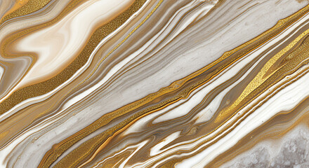 Abstract Marble Texture in Shades of White and Gold