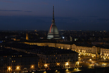 Night views of the Mole in Turin