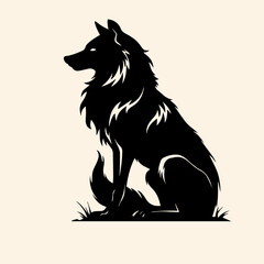 vector animal illustration, logo, silhouette with a wolf