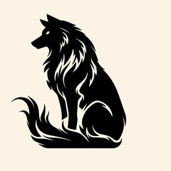 vector animal illustration, logo, silhouette with a wolf