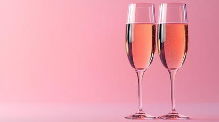 Two Champagne Glasses on Pink Background Representing Celebration, Elegance, and Festive Cheer